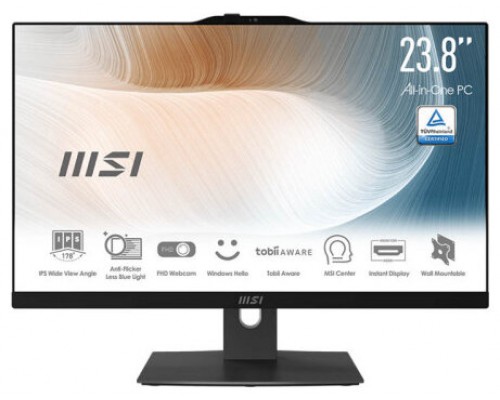 MSI AIO MODERN AM242TP 12M-802ES. 23.8" (60CM). PLANO. IPS. I7-1260P. DDR4 SDRAM 16GB(8GB*2). 512GB PCIE SSD. W11 PRO. NEGRO (Espera 4 dias)