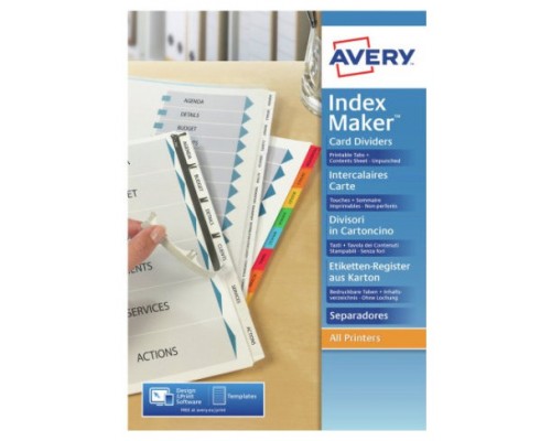 Avery 01732061 lengüeta de índice Separador en blanco con pestaña Cartón (Espera 4 dias)