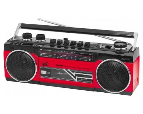 RADIO GRABADORA PORTÁTIL USB SD BLUETOOTH CASSETTE TREVI RR 501 BT ROJO