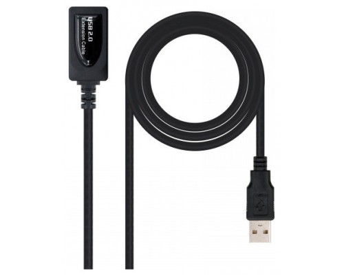 CABLE EXTENSION USB 2.0 TIPO A/M-A/H 5M NEGRO NANOCABLE (Espera 4 dias)