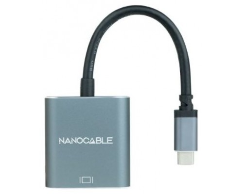 CONVERSOR USB-C A VGA, USB-C/M-VGA/H, ALUMINIO 0.1M GRIS NANOCABLE (Espera 4 dias)