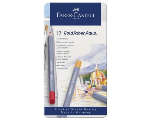 ESTUCHE DE METAL CON 12 LÁPICES DE COLORES ACUARELABLES GOLDFABER. FABER CASTELL 114612 (Espera 4 dias)