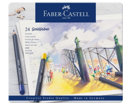 ESTUCHE DE METAL CON 24 LÁPICES DE COLORES GOLDFABER. FABER CASTELL 114724 (Espera 4 dias)