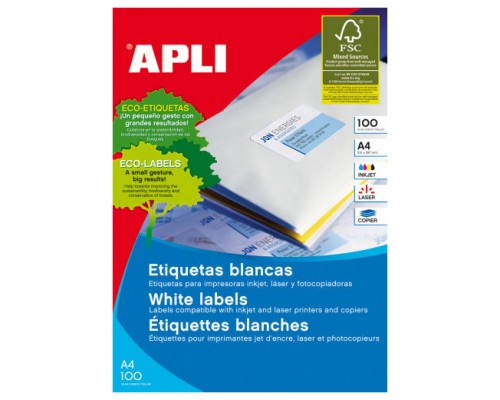 CAJA 100 HOJAS ETIQUETA BLANCA ILC 70X30 1271 APLI (Espera 4 dias)