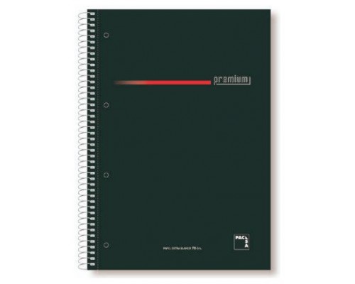 CUADERNO SERIE PREMIUM TAPA EXTRA DURA 70 GRS. A-4 (210X297MM.) MICROPERFORADO 160 HOJAS CUADRÍCULA 5X5 + GRECA NEGRO PACSA 16396 (MIN4) (Espera 4 dias)