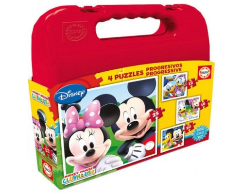 MALETA PUZZLES PROGRESIVOS MICKEY MOUSE 12-16-20-25 DE 3-6 AÑOS EDUCA BORRAS 16505 (Espera 4 dias)