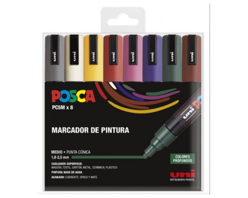 ESTUCHE 8 UDS. PC-5M OSCUROS POSCA UNIBALL 182634809 (Espera 4 dias)