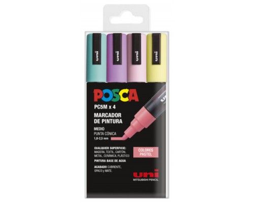 ESTUCHE 4 UDS. PC-5M PASTEL POSCA UNIBALL 182634811 (Espera 4 dias)