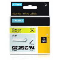 CINTA ROTULADORA RHINOPRO VINILO 12MMX5.5M NEGRO/AMARILLO DYMO 18432 (Espera 4 dias)