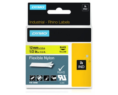 DYMO RHINO Cinta ID1-12 Negro/amarillo nylon