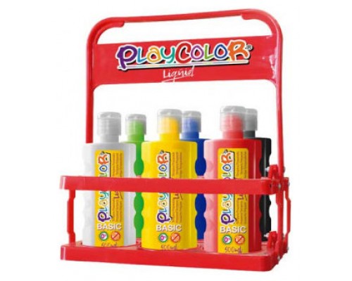 TEMPERA LIQUID PARA 6 BOTELLAS DE 500ML. BASKET 6 COLORES PLAYCOLOR 19471 (Espera 4 dias)