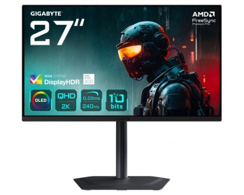 GIGABYTE MO27Q2 27" Monitor Gaming OLED QHD - 2560 x 1440, 240Hz, 0.03ms, 250 cd/m², Display HDR True Black 400, HDMI 2.1, DisplayPort 1.4 (Espera 4 dias)