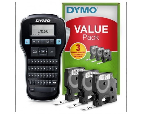 DYMO Rotuladora LABEL MANAGER 160 kit Etiquetadora + 3 rollos de cinta de etiquetas D13 cartuchos de etiquetas D (2181011)