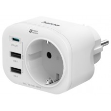 ENCHUFE  MULTIPLE HAMA 1xSCHUKO 2XUSB-A + 1XUSB-C 20W PD QC BLANCO (Espera 4 dias)