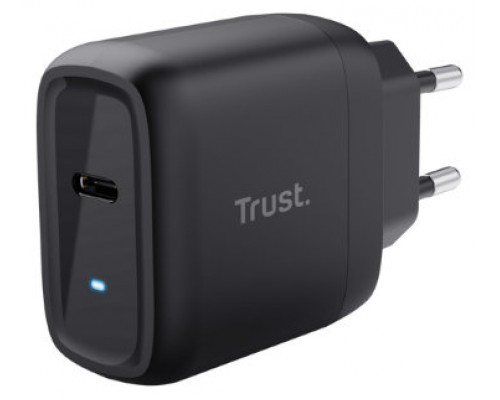 CARGADOR PARED/VIAJE USB-C 45W MAXO NEGRO TRUST (Espera 4 dias)