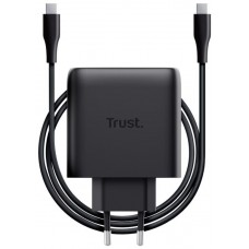 CARGADOR PARED/VIAJE USB-C 65W + CABLE USB-C 2 M MAXO NEGRO TRUST (Espera 4 dias)