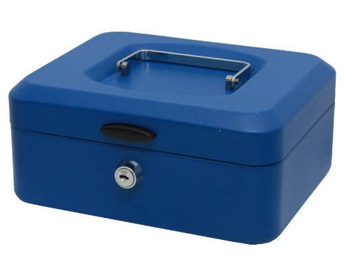 CAJA CAUDALES CON BANDEJA Y CIERRE TAMAÑO MEDIANA 20X9,5X15 CM. AZUL BISMARK 318735 (Espera 4 dias)