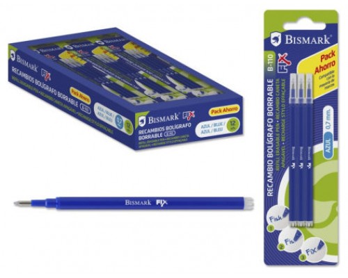 SET 3 UNIDADES RECAMBIO BOLIGRAFO BORRABLE AZUL BISMARK 327532 (Espera 4 dias)