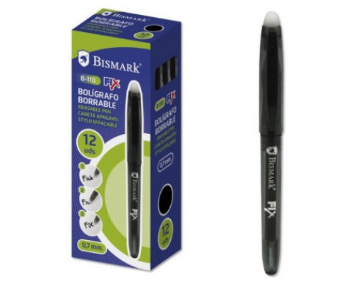 BOLIGRAFO BORRABLE C/CAPUCHON NEGRO.0.7MM BISMARK 327536 (MIN12) (Espera 4 dias)