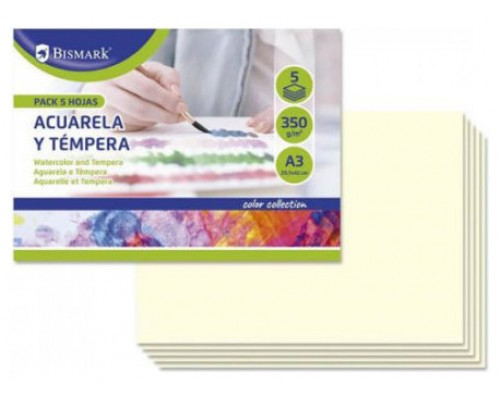 PACK 5 CARTULINAS DIBUJO ACUARELAS Y TEMPERAS A3 BISMARK 328823 (Espera 4 dias)