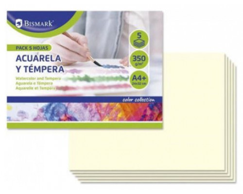 PACK 5 CARTULINAS DIBUJO ACUARELAS Y TEMPERAS A4+ BISMARK 328824 (Espera 4 dias)