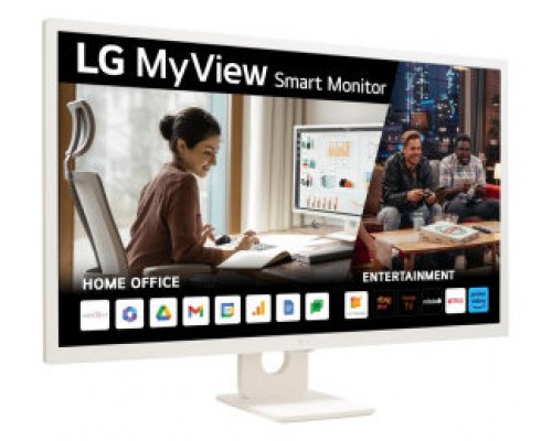 LG MONITOR (32SR50F-W) SMART MONITOR 32" WEBOS 23. PANEL IPS (NORMAL): 1920X1080, SRGB 99%, 250NITS, 3000:1, DIAG. 80CM, HDR10. ENTRADAS: 2XHDMI2.1, 2XUSB VESA 100X100 / BLANCO (Espera 4 dias)