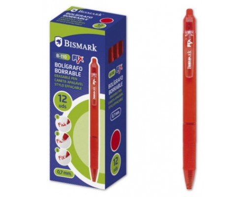 BOLIGRAFO BORRABLE C/CLIP ROJO BISMARK 330217 (MIN12) (Espera 4 dias)