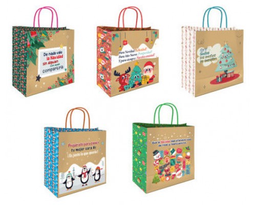 BOLSA KRAFT NAVIDAD MENSAJES BISMARK 331662 (MIN25) (Espera 4 dias)