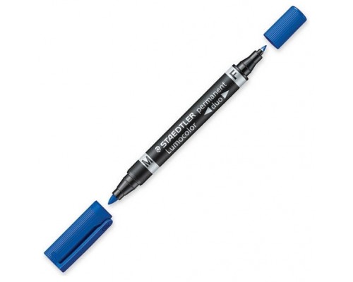 MARCADOR DUO LUMOCOLOR PERMANENTE PUNTAS 0,6/1MM. 1MM. AZUL STAEDTLER 348-3 (MIN10) (Espera 4 dias)