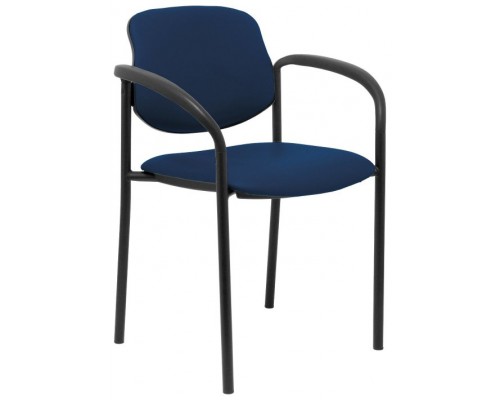 PIQUERAS Y CRESPO NOWY STYL Silla fija Styl similpiel azul marino chasis negro con brazos