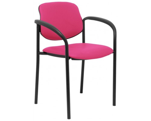 PIQUERAS Y CRESPO NOWY STYL Silla fija Styl similpiel rosa chasis negro con brazos