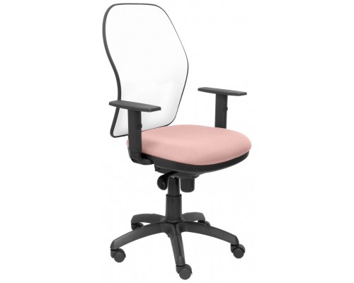 PIQUERAS Y CRESPO Silla Jorquera malla blanca asiento bali rosa palido