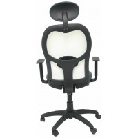 PIQUERAS Y CRESPO Silla Jorquera malla blanca asiento bali gris oscuro con cabecero fijo