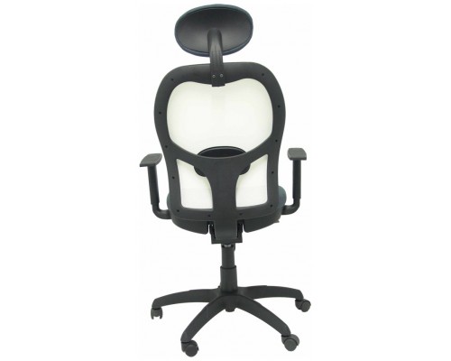 PIQUERAS Y CRESPO Silla Jorquera malla blanca asiento bali gris oscuro con cabecero fijo