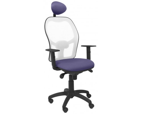 PIQUERAS Y CRESPO Silla Jorquera malla blanca asiento bali azul claro con cabecero fijo