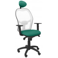 PIQUERAS Y CRESPO Silla Jorquera malla blanca asiento bali verde esmeralda con cabecero fijo