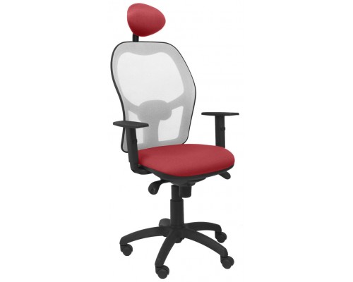 PIQUERAS Y CRESPO Silla Jorquera malla gris asiento bali granate con cabecero fijo
