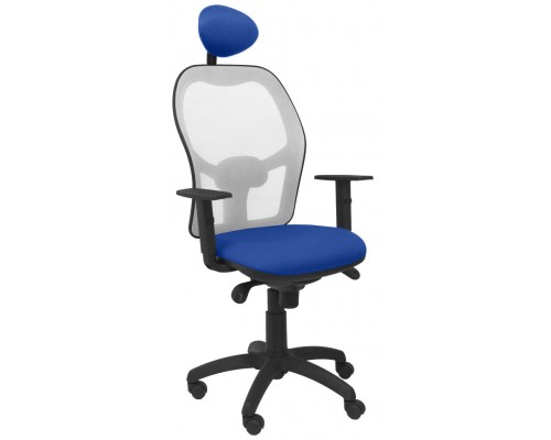 PIQUERAS Y CRESPO Silla Jorquera malla gris asiento bali azul con cabecero fijo