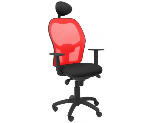 PIQUERAS Y CRESPO Silla Jorquera malla roja asiento bali negro con cabecero fijo