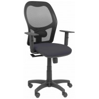 PIQUERAS Y CRESPO Silla Alocen malla negra asiento bali gris oscuro brazos regulables
