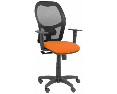 PIQUERAS Y CRESPO Silla Alocen malla negra asiento bali naranja brazos regulables