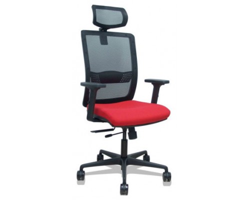 PIQUERAS Y CRESPO Silla Haches traslack malla negra asiento bali rojo brazos 2D ruedas 65mm cabecero regulable