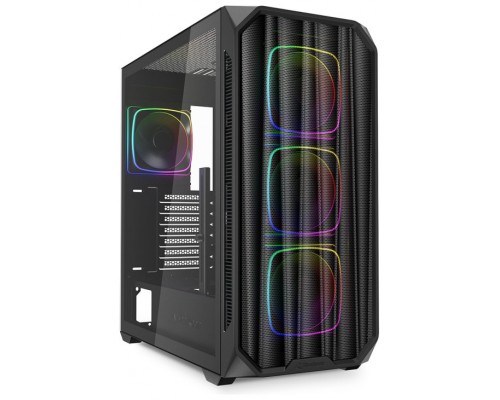 CAJA GAMING ATX SHARKOON AK5M RGB 3XVENT 120MM 2XUSB SN FUENTE NEGRO