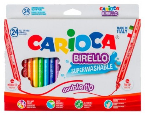 CAJA 24 ROTULADORES COLORES DOBLE PUNTA BIRELLO CARIOCA 41521 (Espera 4 dias)