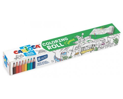 SET COLORING ROLL JUNGLE + 8 PENCILS CARIOCA 42978 (Espera 4 dias)