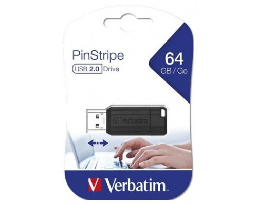 VERBATIM PENDRIVE STORE"N"GO PINSTRIPE 64GB HI-SPEED RETRACTIL USB 2.0 NEGRO