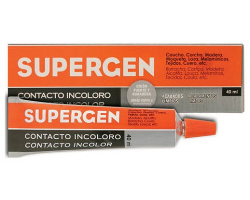 ADHESIVO DE CONTACTO INCOLORO EN TUBO TIPO CLASICO 40ML. SUPERGEN 62601-00000-04 (MIN24) (Espera 4 dias)