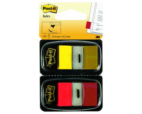 PACK 2 DISPENSADORES X 50 MARCADORES INDEX 25,4X43,2MM COLORES ROJO/AMARILLO 680-RY2 POST-IT 7000052571 (Espera 4 dias)