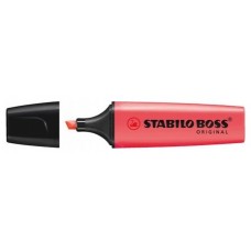 MARCADOR FLUORESCENTE BOSS ORIGINAL TRAZO 2/5MM. ROJO STABILO 70/40 (MIN10) (Espera 4 dias)