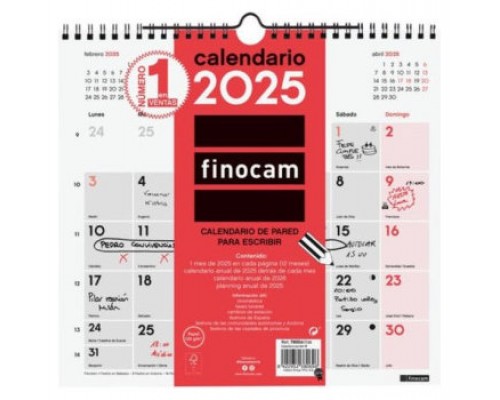 CALENDARIO 2025 NEUTRO PARED ESCRIBIR M 265X245MM FINOCAM 780060025 (Espera 4 dias)